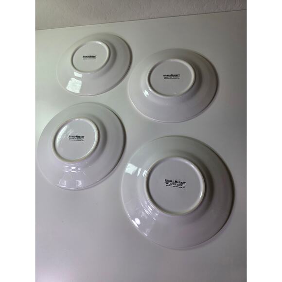 WORLD MARKET Christmas Tree Red Border 8.5" Salad Dessert Plates Set of 4 - Picture 6 of 8